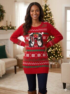 Ugly Christmas sweater penguins.